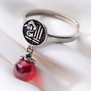 925 Sterling Silver Chinese Characters Faux Crystal Ring Ring - S925 Silver - One Size