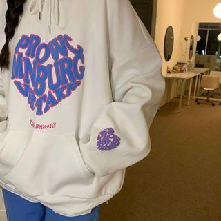 Long-sleeve Round-neck Lettering Hooded Sweatshirt