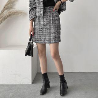 Tweed Zip-fly Miniskirt