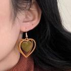 Flannel Heart Dangle Earring 1 Pair - 1015a - Green & Yellow - Hook Earring - One Size