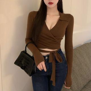 Strappy Crop Polo Knit Top
