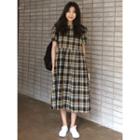 Puff-sleeve Checked Dress