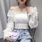 Bell-sleeve Off-shoulder Lace Blouse
