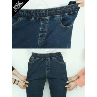 Banded-waist Harem Jeans