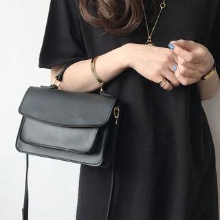 Faux-leather Flap Mini Satchel