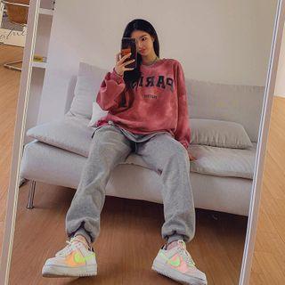 Paris Letter Tie-dye Boxy Sweatshirt