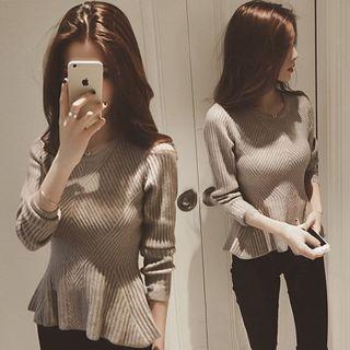 Ribbed Ruffle Hem Sweater