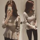 Ribbed Ruffle Hem Sweater