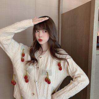 Cherry Cable Knit Cardigan