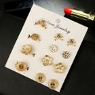 Set: Stud Earring + Open Ring (various Designs) Gold - One Size