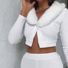 Fluffy Collar Cropped Jacket