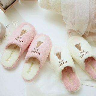 Ice Cream Embroidered Slippers
