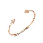 Simple Personality Plated Rose Gold Geometric Triangle Cubic Zirconia 316l Stainless Steel Open Bangle Rose Gold - One Size