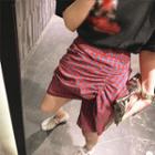 Asymmetric Twisted Plaid Skirt