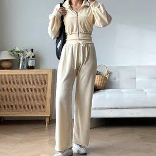 Set: Kangaroo Terry Cropped Jacket + Sweatpants