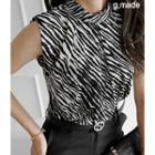 Sleeveless Zebra Print Blouse