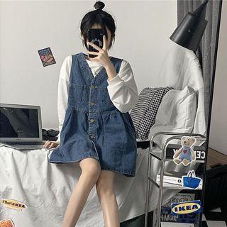 Sleeveless Button-up Denim Dress