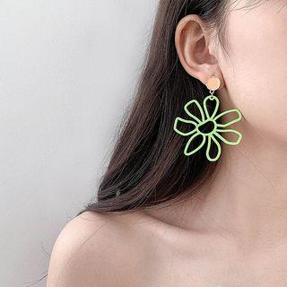 Acrylic Flower Dangle Earring 1 Pair - Green - One Size