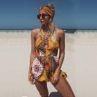Patterned Deep Plunge Halter Playsuit