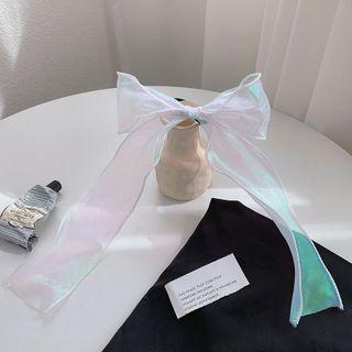 Mesh Ribbon Hair Tie Pearl White - One Size