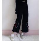 Lace-up Wide Leg Pants Black - One Size
