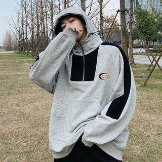 Two-tone Zip Placket Hoodie