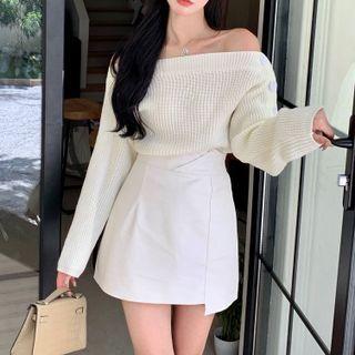 Off Shoulder Sweater / Mini Skirt