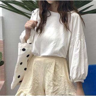 Crew-neck Lantern-sleeve T-shirt