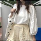 Crew-neck Lantern-sleeve T-shirt