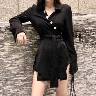 Asymmetrical Long Shirt Black - One Size
