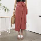 Linen Blend Long Wrap Skirt
