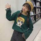 Fringed Print Long-sleeve Sweatshirt
