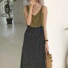 Plain Camisole Top / Dotted Midi Skirt
