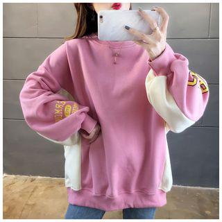 Hooded Color Panel Lettering Sweatshirt