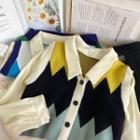 Patchwork Button-up Loose Knit Top