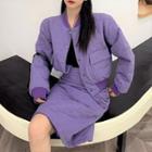 Padded Button Jacket / Midi Skirt