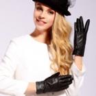 Faux-leather Panel Wool Gloves