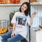 Cutout Print Short-sleeve T-shirt