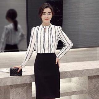 Set: Striped Blouse + Miniskirt