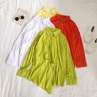 Plain Irregular Long-sleeve Shirt