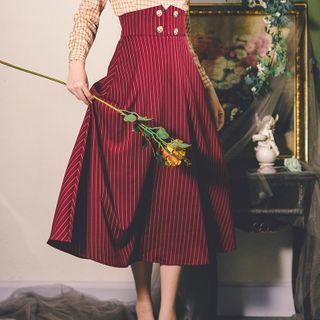 Double-breasted Pinstripe Maxi Skirt