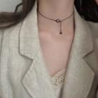 Planet Pendant Sterling Silver Choker Black - One Size