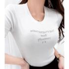 Fitted Lam  Letter T-shirt