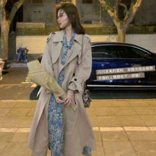 Notch Lapel Midi Trench Coat