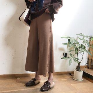 Cropped Knit Wide-leg Pants
