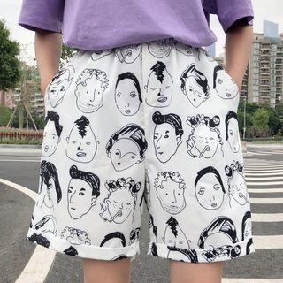 Face Print Beach Shorts