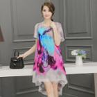 Silk Layered Print Chiffon Dress