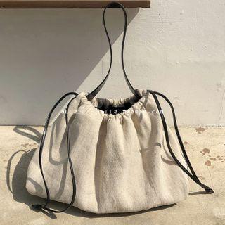 Drawstring Canvas Tote Bag White - One Size