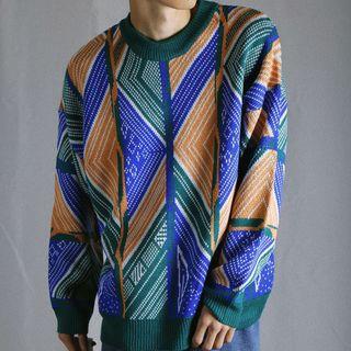 Oversized Printed Knit Sweater