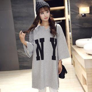 Letter 3/4-sleeve T-shirt Dress
